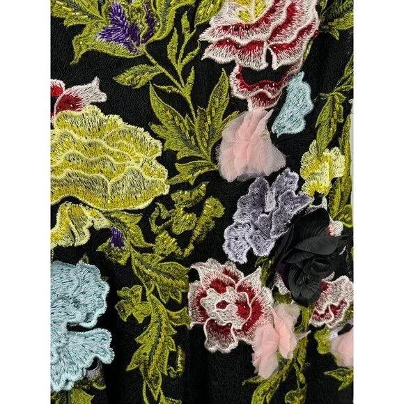 $998 MAC DUGGAL 11411 Black 3D Floral Dress Size 10 Embroidered Formal Gown NWT - Picture 5 of 10